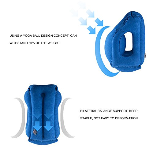 Fast Inflating Airplane Travel Pillow - Push Button Soft Pillow Head Neck Support Portable Air Pillow For Plane Train Car Office Napping Camping - Thumbnail 2