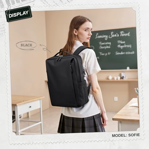 GOLF SUPAGS Women's and Men's PU Leather Backpack, Elegant 15.6 Inch Laptop Backpack, Multifunctional Water Resistant Travel Backpack for University, Work, Travel