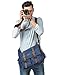 Kattee Men's Canvas Cow Leather DSLR SLR Vintage Camera Shoulder Messenger Bag Blue