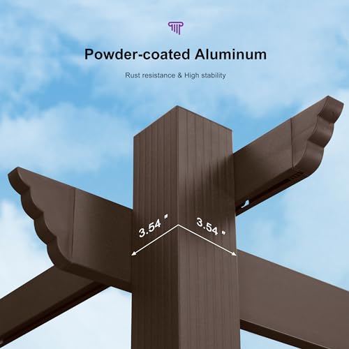 PURPLE LEAF Patio Pergola 10' x 13' Retractable Canopy Metal Frame, White image 27