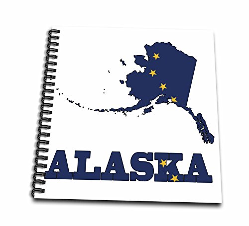 3dRose db_58720_2 Alaska State Flag in The Outline Map and Letters of Alaska Memory Book, 12 by 12-Inch