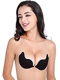 Anmengte Bra Reusable Self Adhesive Silicone Invisible Backless Sexy Nubra Wings(Black C)