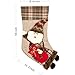 Jusdreen Christmas Stockings 3 Pieces Set 18 inches Cute Santa Wapiti Snowman Fireplace Stockings Plush 3D Applique