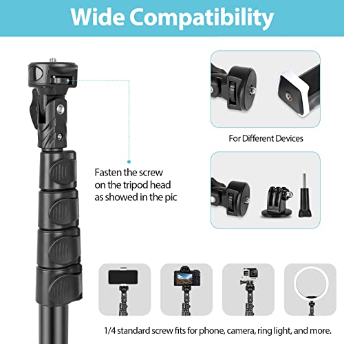 UBeesize 67" Phone Tripod Stand & Selfie Stick Tripod, Extendable Cell
