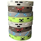 Pixel Mine Crafter Style Character Wristbands (8 Pack)- Pixel Style Video Game Designs - Spider, Creeper, Skeleton, Diamond - 2 of Each Style