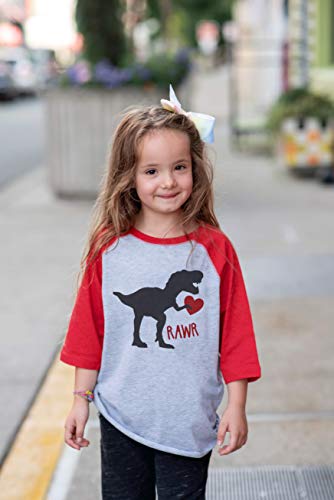 7 ate 9 Apparel Kids Dinosaur Happy Valentine's Day 2T Red Raglan