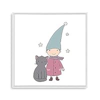 Framed Canvas Wall Art Cartoon Pattern Canvas Prints Home Artwork Decoration for Children's Room,Bedroom - 16x16 inches