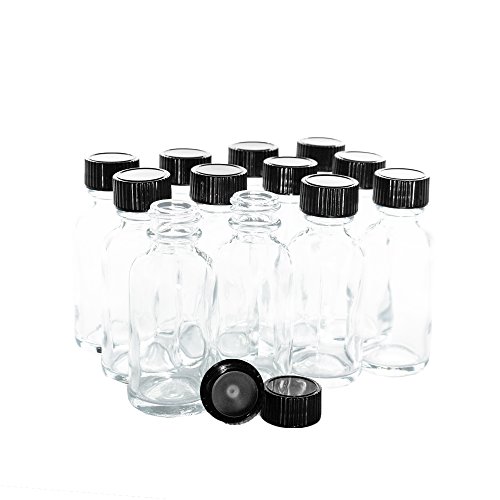 (pack of 12) 1 oz. clear boston round with black cone lined cap (…