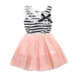 Smarttech Summer Little Girl's Mesh Skirt Lace Stripe Tutu Mini Dress