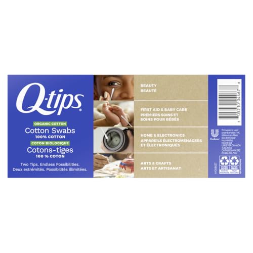 Q-TIPS COTTON SWABS ORGANIC SWAB ULTIMATE HOME AND BEAUTY TOOL MADE FROM ORGANIC COTTON, 400 COUNT (4 PACK) 1600 TOTAL SWABS