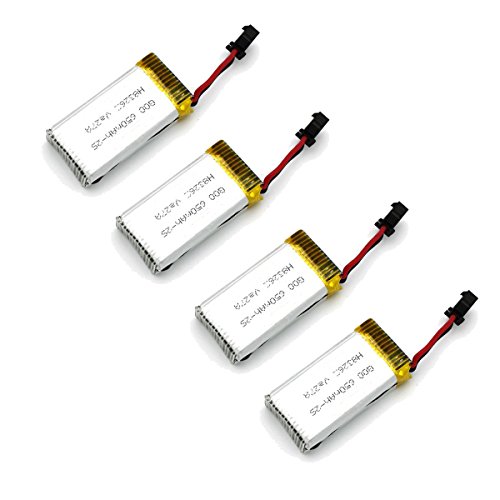 UUMART Pack of 4 Upgrade 7.4V 650mAh Lipo Battery for JJRC H8C H8D RC Quadcopter Spare Part