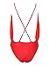Choies Women's Wrap Spaghetti Strap Cross Back Solid Bodysuit,Red,Small