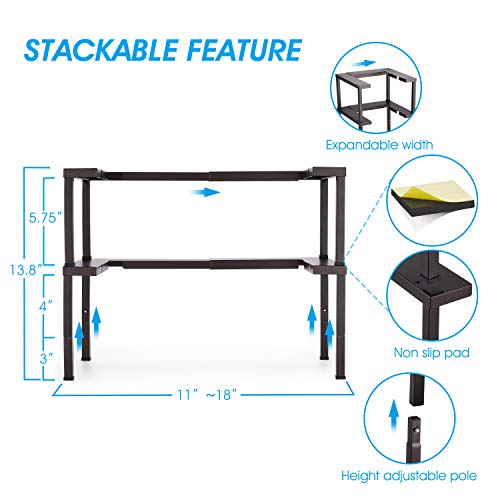 CAXXA Metal Expandable and Stackable Spice Rack,Pantry Kitchen Cabinet Spice Organizer, BRONZE - Thumbnail 3