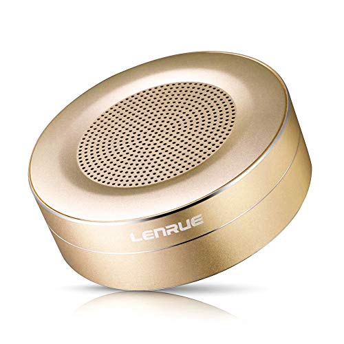 LENRUE Bluetooth Speakers, Portable Wireless Mini Speaker with Handsfree Call, Built-in-Mic and TF Card for iPhone, iPod, iPad, Phones, Tablet, Echo dot, Good Gift (Gold)