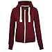 Fashion Wardrobe Womens Plain Hoodie Ladies Hooded Zip Zipper Top Sweat Shirt Jacket Coat Sweater (USA 8 / UK 10 (Medium), Wine)