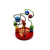 Mini Labyrinth Beads - Wooden Maze Puzzle Travel Toy and Game for Babies and Toddlers - Attachable Gel Pad for Planes Cars and Home