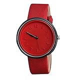 Charberry Unisex Simple Number Watches Quartz Canvas Belt Wrist Watch Red