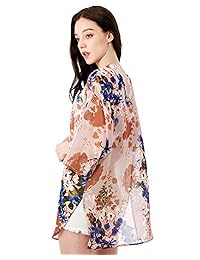 Kimono de dama con estampado floral de gasa para la playa
