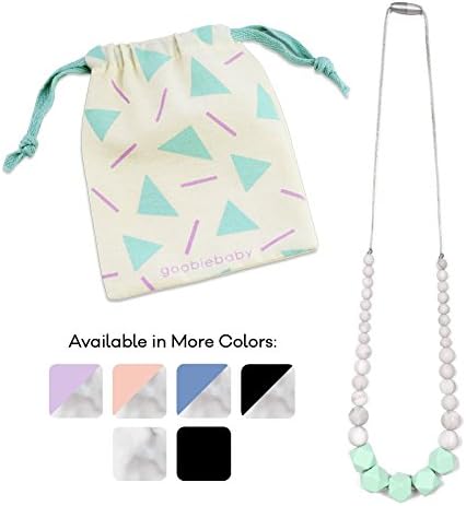 Goobie Baby Madison Silicone Teething Necklace for Mom to Wear, Nursing Necklace Chew Bead (Teething Necklace – Mint/Marble)