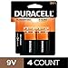Duracell - CopperTop 9V Alkaline Batteries - long lasting, all-purpose 9 Volt battery for household and business - 4 count (packaging may vary) primary
