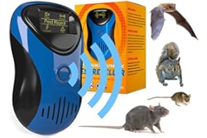 PESTJET New 2024 Powerful Mouse Mice Rat Bat Squirrel Repellent -with LCD - Outdoor/Indoor - Electronic Ultrasonic Pest Repeller Plug in - Deterrent Rodent Control - Electromagnetic Waves Repellent