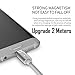 Magnetic Micro Mini 2 Cable, iKNOWTECH Extra Long 6.5 Feet/2M Android Version LED Display USB Sync & Charge Cable for Samsung Galaxy S4 S5 S6 S7 Edge Plus, HTC, LG, Tablet &Other devices (6.5 Feet/2M)