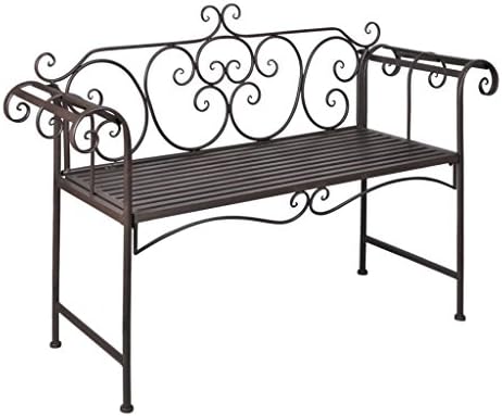 Rugs and Rooms Outdoor Garden Bench 132 cm Steel Antique Brown for Summer, BBQs, Picnic, Family Fun, Dining Outside, Breakfast, Lunch, Dinner Table for Balcony, Patio, Front and Back Garden
