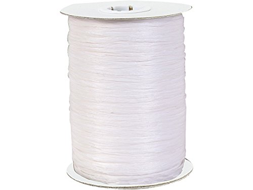 Pack Of 1, Solid White Paper Raffia Ribbon 1/4