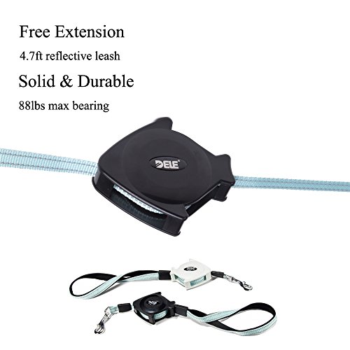 DELE Retractable Pet Leash, 4.7ft/1.4m Pet Walking Leash for Small/Medium/Big up to 88lbs,2nd Generation,Strong Belt,Tangle Free,Double Direction Extension, Pocket Sized,Portable,Durab (White) - Thumbnail 4