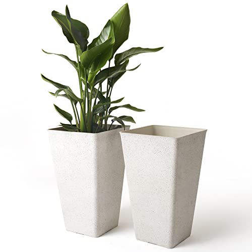 LA JOLIE MUSE Tall White Planters for Outdoor Plants Set of 2,20 Inch