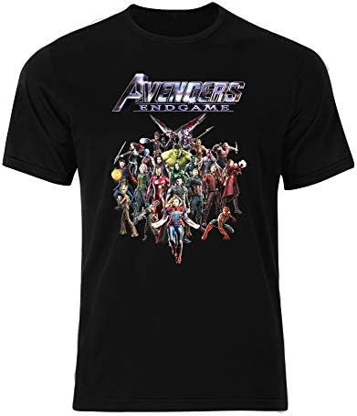 Characters Avengers Endgame Thanos Thor Black Widow Captain America Hulk Iron Man Spider-Man Black Panther Mens Tee Shirt Top
