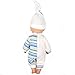 BQVIVYI Dolls Clothes Baby Girls 12 Inches Blue Stripes Rompers Suit with Hat Casual