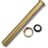 Flanged Sink Tailpiece 1-1/4 in. OD, 12 inch Brass Extension Tube for Trap with Nut and Rubber, Drain Connections