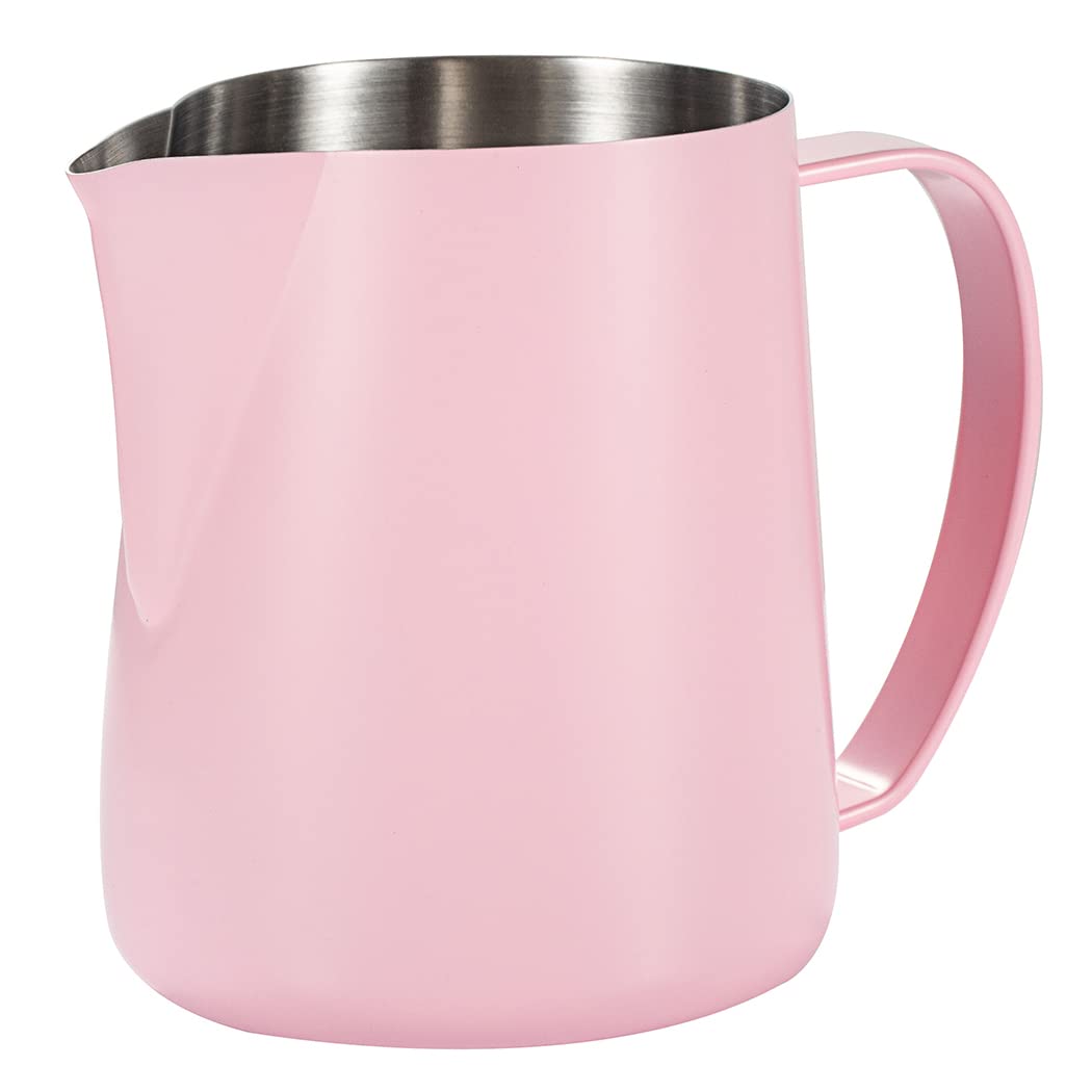 Dianoo Stainless Steel Espresso Steaming Pitcher, 600ML - Milk Frothing Cup for Cappuccino Latte, Pink