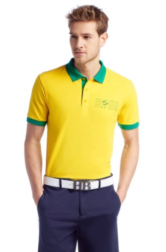 Regular Fit Piqué Polo Shirt 'Paddy Flag' By Boss Green Model Paddy Flag 50260461 (XL, YELLOW)