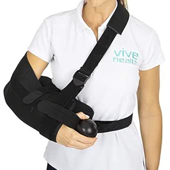 Vive Shoulder Abduction Sling - Immobilizer for Injury Support - pain Relief Arm Pillow for Rotator Cuff, Sublexion, Surgery, Dislocated, Broken Arm - Brace Includes Pocket Strap, Stress Ball, Wedge