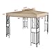 Flexzion 8' x 8' Gazebo Canopy Top Replacement Cover (Beige) - Dual Tier Up Tent Accessory with Plain Edge Polyester UV30 Protection Water Resistant for Outdoor Patio Backyard Garden Lawn Sun Shade