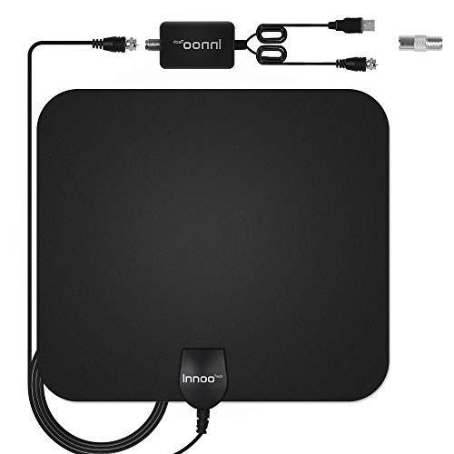 Innoo Tech TV Antenna - HDTV Antenna Support 4K 1080P, 60-120 Miles Range Digital Antenna for HDTV, VHF UHF Freeview Channels Antenna with Amplifier Signal Booster, 16.5 Ft Longer Coaxial Cable (Best Cheap Freeview Recorder)