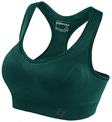 FITTIN Racerback Sports Bras for Women- Padded Seamless High Impact Support for Yoga Gym Workout Fitness Green Plus 1X(XXL)