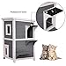 Lovupet 2 Story Wooden Outdoor/Indoor Cat Shelter House Condo with Escape Door 6012-0508 (Grey)