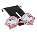 YOOSKE Kaleidoscope Glasses Round Sunglasses for Women Men Rainbow Prism Sun Glasses Mirrored Steampunk Goggles with Sunglasses Cloth Bag (Pink Frame)
