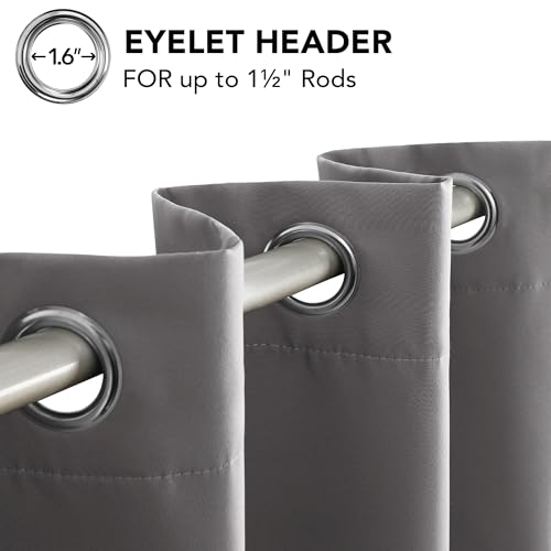 Deconovo Grey Blackout Curtains 46 x 54 Inch Eyelet Super Soft Thermal Insulated Bedroom Blackout Eyelet Curtains for Living Room Light Grey 2 Panels