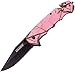 Tac-Force- Folding Pocket Knife – Black Fine Edge Tanto Blade, Pink Camo Coated Aluminum Handle, Rope Cutter, Glass Punch, Pocket Clip, Tactical, EDC, Rescue - TF-499PC