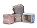 Sea Team Foldable Mini Square New Multi-Colored 100% Natural Linen & Cotton Fabric Storage Bins Storage Baskets Organizers for Shelves & Desks - Set of 4