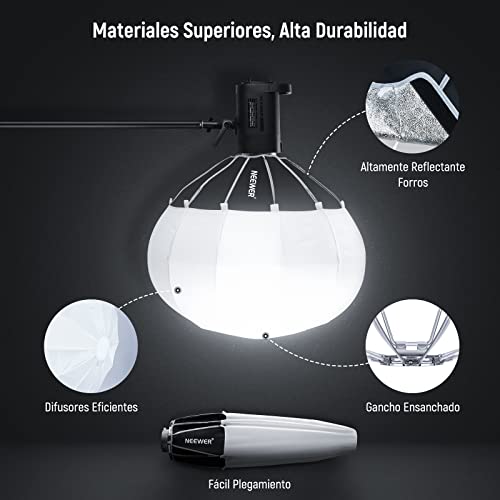 NEEWER 26"/65cm Softbox Linterna con Liberación Rápida Un Paso,Difusor Luz 360° con Faldón,Montura Bowens para CB60 CB100 CB150 Luces Video, Compatible con Aputure 600d Amaran 60x Godox SL60W,NS90L