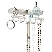 mDesign Metal Closet Wall Mount Jewelry Accessory Storage Organizer Shelf with 6 Hooks and 1 Basket for Storage of Necklaces, Bracelets, Rings, Earrings, Sunglasses, Wallets - Satin