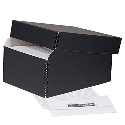 Lineco Black Photo File with 12 Acid-Free Envelopes, Holds Up to 1000 3.5″ x 5″, or 4″ x 6″ Photos for Protecting and Organzing Photos, Documents. Metal Edges, Acid and Lignin-Free.