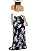 HOTAPEI Summer Floral Chiffon Boho Skirt Long Skirts for Women with Slit Black Large