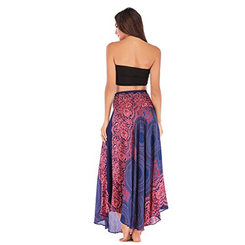 Viccki Women Long Hippie Bohemian Gypsy Boho Flowers Elastic Waist Floral Halter Skirt Purple - Thumbnail 6