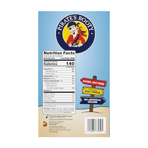 PIRATE’S BOOTY AGED WHITE CHEDDAR CHEESE PUFFS, GLUTEN-FREE, KIDS SNACKS, 1 OZ (6CT)